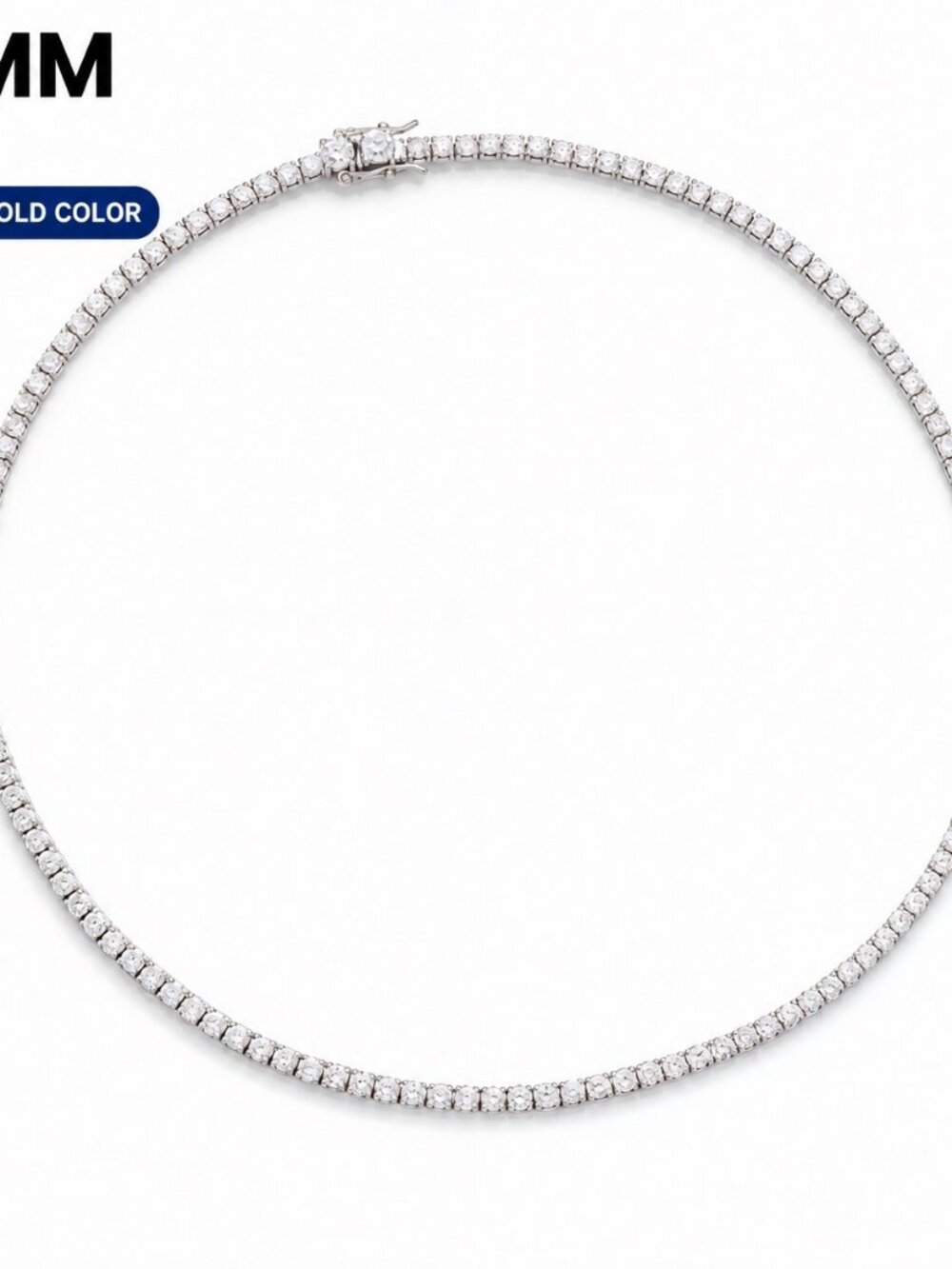 LEKANI 3mm Moissanite Tennis Necklace S925 Silver 16 in